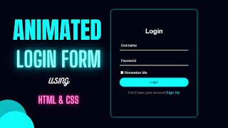 How to Create Simple Login Form using only HTML and CSS |Animated Login Form| Neon Button