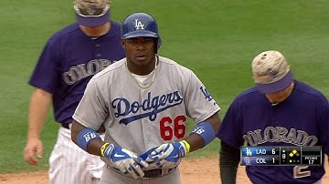 LAD@COL: Puig drills an RBI double to right-center