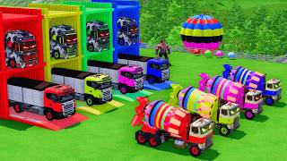 Garage with Colors ALL MIXER TRUCK WITH DOUBLE FLATBED TRAILER TRUCK, VOLVO, SCANIA, COOL, FS25 #391 screenshot 4