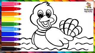 Cómo Dibujar Un Pato ? Dibuja y Colorea Un Lindo Patito Arcoiris  Dibujos Para Niños