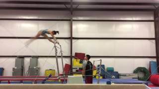 Meilin Sullivan training Ray, toe handstand pak; 1st half of bar routine