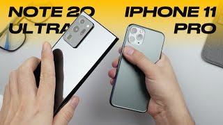 Galaxy NOTE 20 ULTRA vs iPhone 11 Pro! Battle! Kim g'olib bo'ladi?