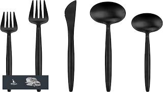 40 Piece Black Silverware Set for 8 Stainless Steel Flatware Set with Knives