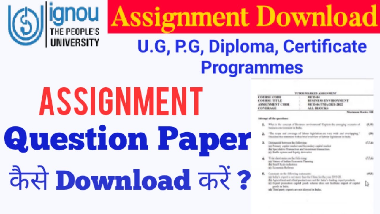 ignou assignment question paper 2021 22 bahih