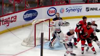 Cam Talbot in action during the Oilers @ Senators hockey game