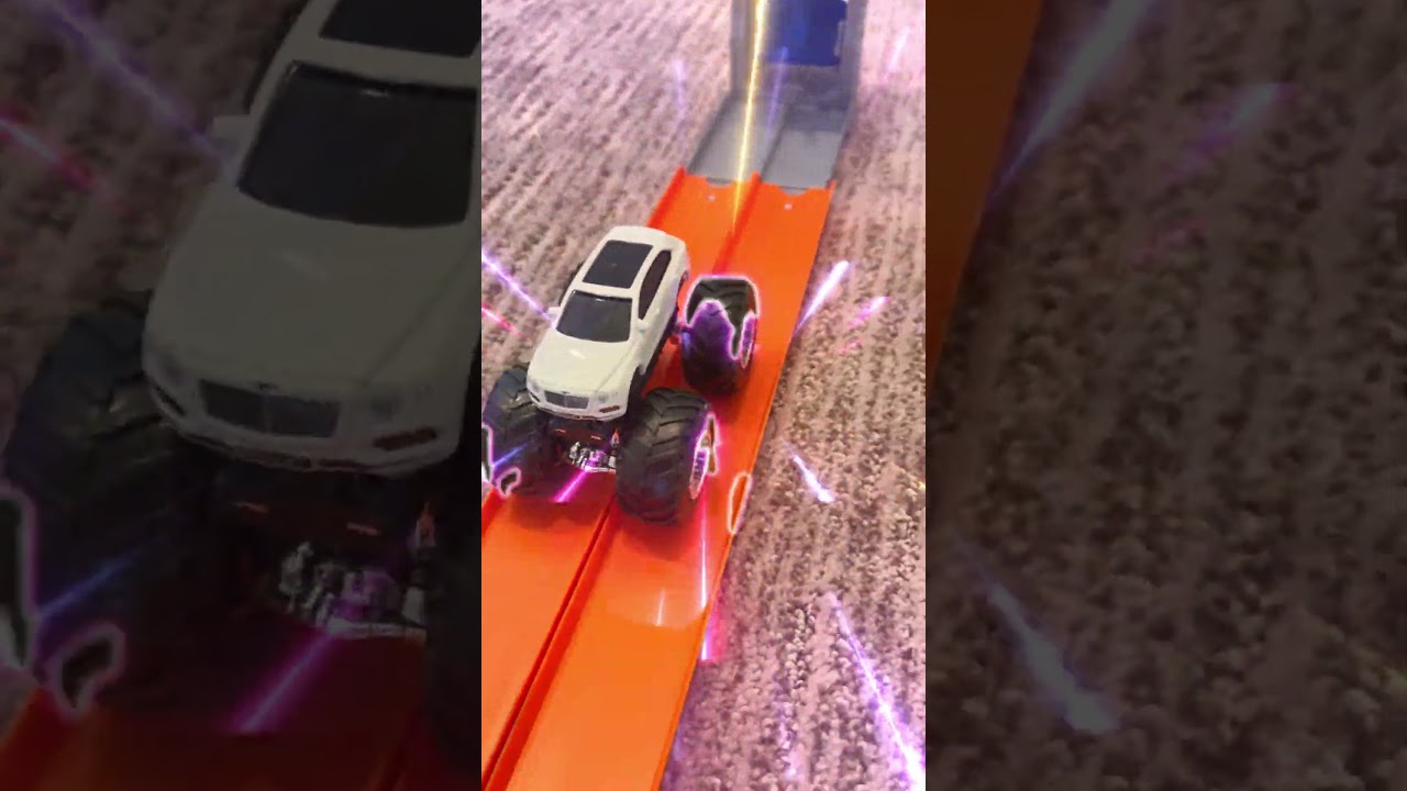 BENTLEY Monster Truck WATER SPLASH Stunt on Hot Wheels Track #shorts