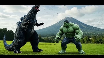 Godzilla vs Hulk Cinematic Fight Scene #viralvideo #trending #shorts #comedy #ai #hulk #godzilla