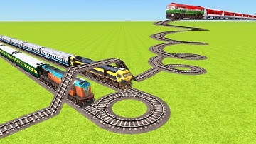 THREE TRAINS VS HUGE OVERLAPPING AT THE 360° SPRING TURNS RAILROAD ▶️ Train Simulator | CrazyRails