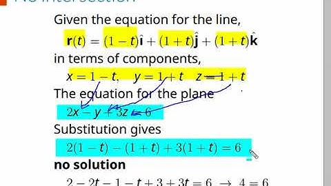 Calculus III Ch. 12 Lecture 6 part1 Intersection of Line and Plane