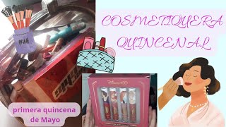 COSMETIQUERA QUINCENAL LA PRIMERA DE MAYO 2024👜🌸🏵💐🌻#probandoproductosnuevos #maquillaje