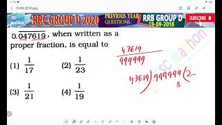 0.0 476 19 bar when written as a proper fraction is equals to