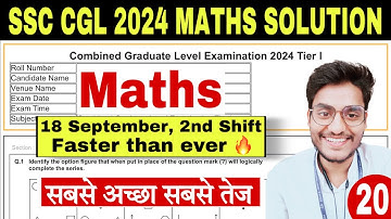 Set-20- SSC CGL 2024 Maths Solution by Rohit Tripathi- ssc cgl all shift maths question 2024
