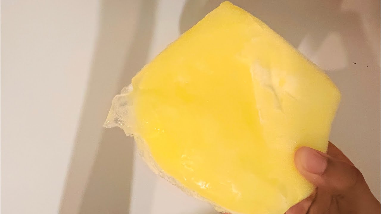 Frozen Car Sponge Chewing ASMR 🧊 (along with car sponge unwrapping, slicing, and scratching) 