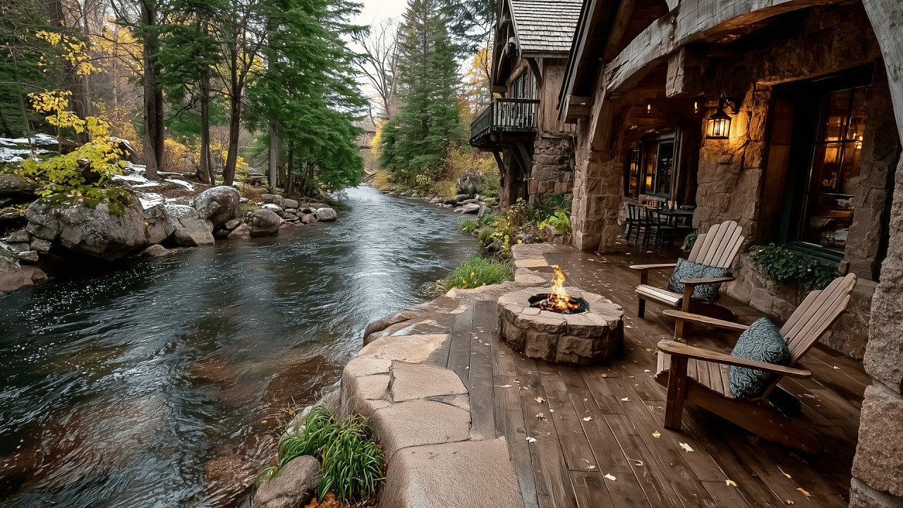 Spring River Porch Nature Sounds & Campfire Sounds for Sleep and Relaxation