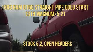 1993 Dodge Ram D150 Straight Piped Cold Start (318/5.2 Magnum)