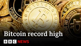 Bitcoin races to record high as big US investors pile in | BBC News screenshot 1