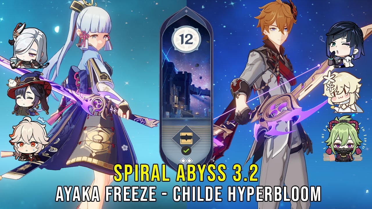 C0 Ayaka Freeze and C0 Childe Hyperbloom - Genshin Impact Abyss 3.2 - Floor 12 9 Stars