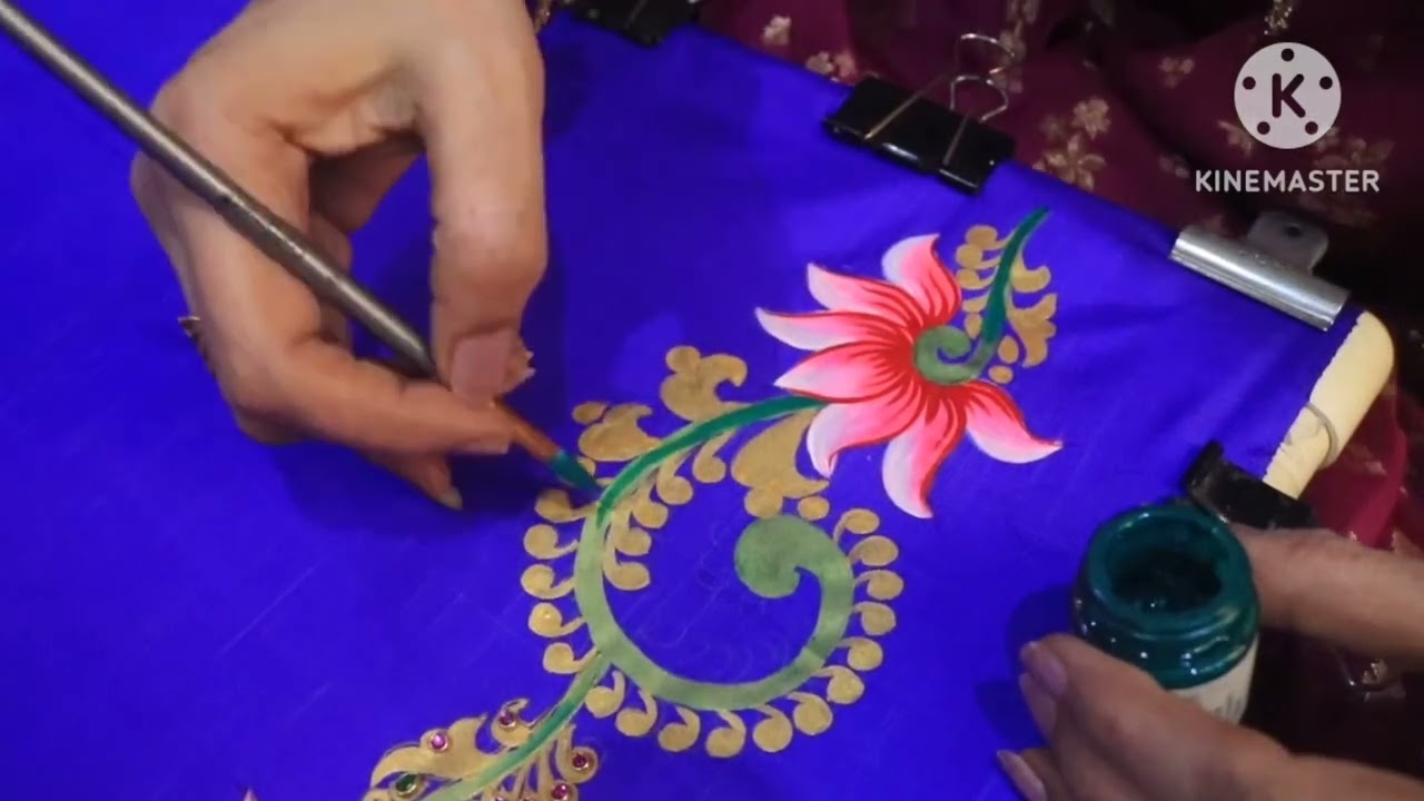 Tanjore style painting on a pure silk saree in an easy way || Fabric Painting-134|| JLPraphulla