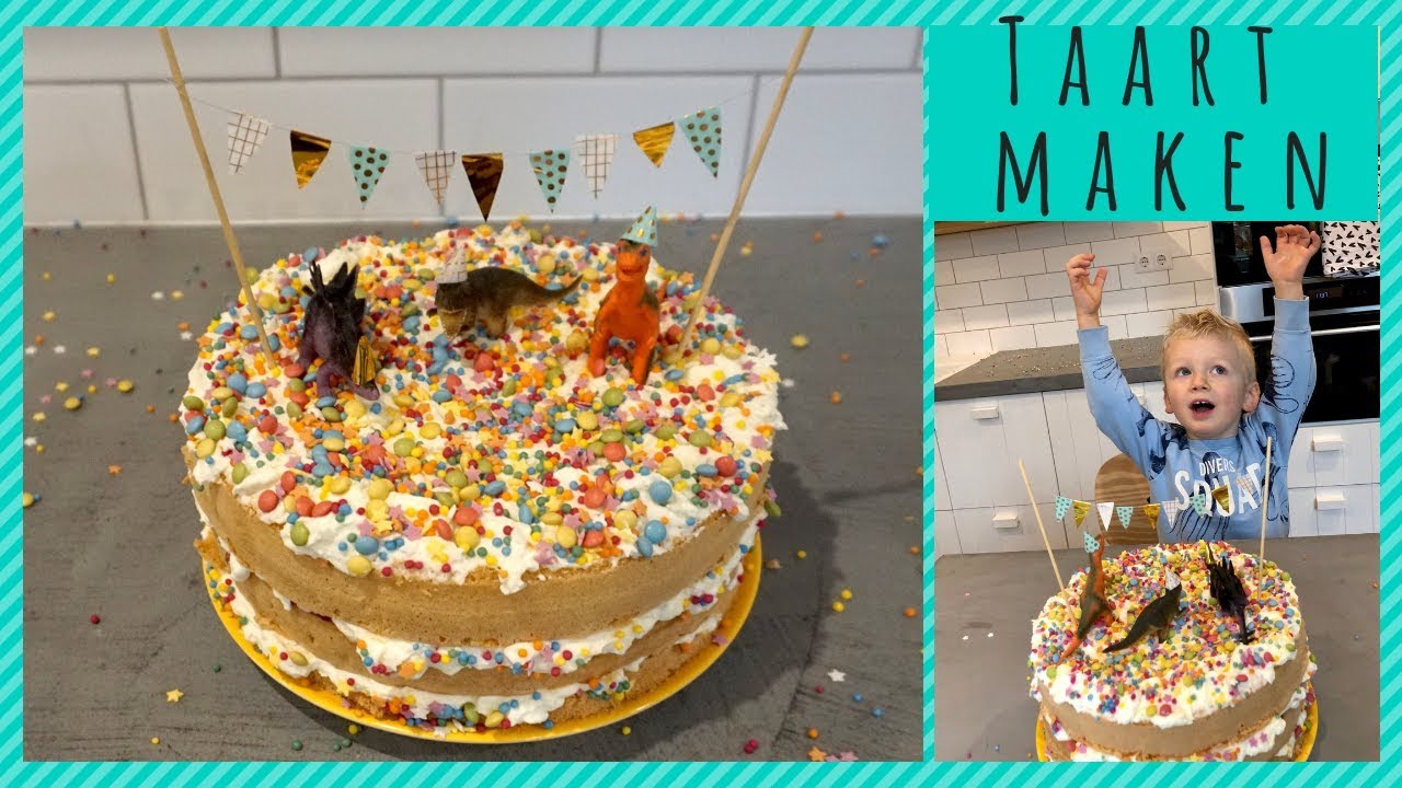 Verwonderlijk TAART MAKEN - - DECOREREN - CONFETTI DINOSAURUS TAART - YouTube XM-22