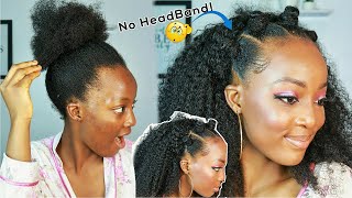 HOW I HIDE THE HEADBAND IN A HEADBAND WIG AND A CUTE SIMPLE NATURAL HAIRSTYLE