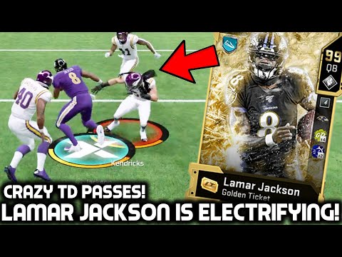 GOLDEN TICKET LAMAR JACKSON IS OVERPOWERED! NASTY JUKES AND TD PASSES! Madden 20