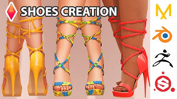 Creating Ribbon Shoes in Blender -  Zbrush - Substance Painter | 3D SIMS 4