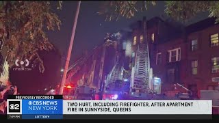 Two hurt, including firefighter after apartment fire in Sunnyside, Queens