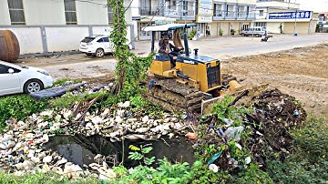 Amazing New Project!! Filling Land Delete Garbage Using Skills Dozer D31P with 5Ton Trucks