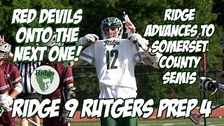Ridge 9 Rutgers Prep 4 | Somerset County Tournament Quarterfinals | Boys Lacrosse highlights