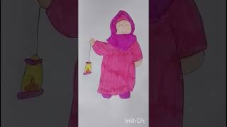 رسم فتاة محجبة//Drawing of a veiled girl.?