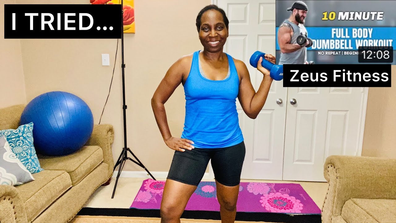 Trying Zeus Fitness No Repeat Dumbbell Workout -10 MINS | BEGINNER ...