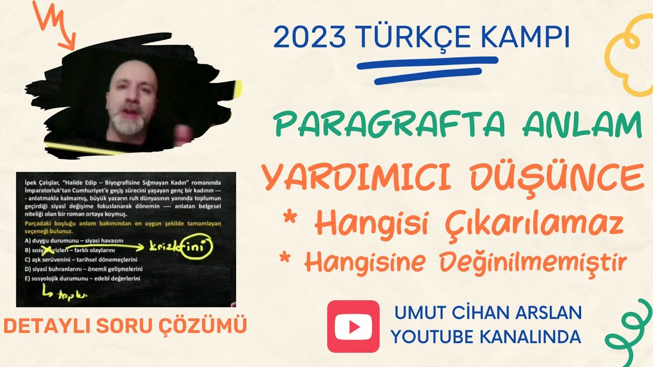2024 TÜRKÇE KAMPI - Paragrafta Yardımcı Düşünce #2024tayfa  #2024dgs   #dgssoru #dgstürkçe #dgstayfa