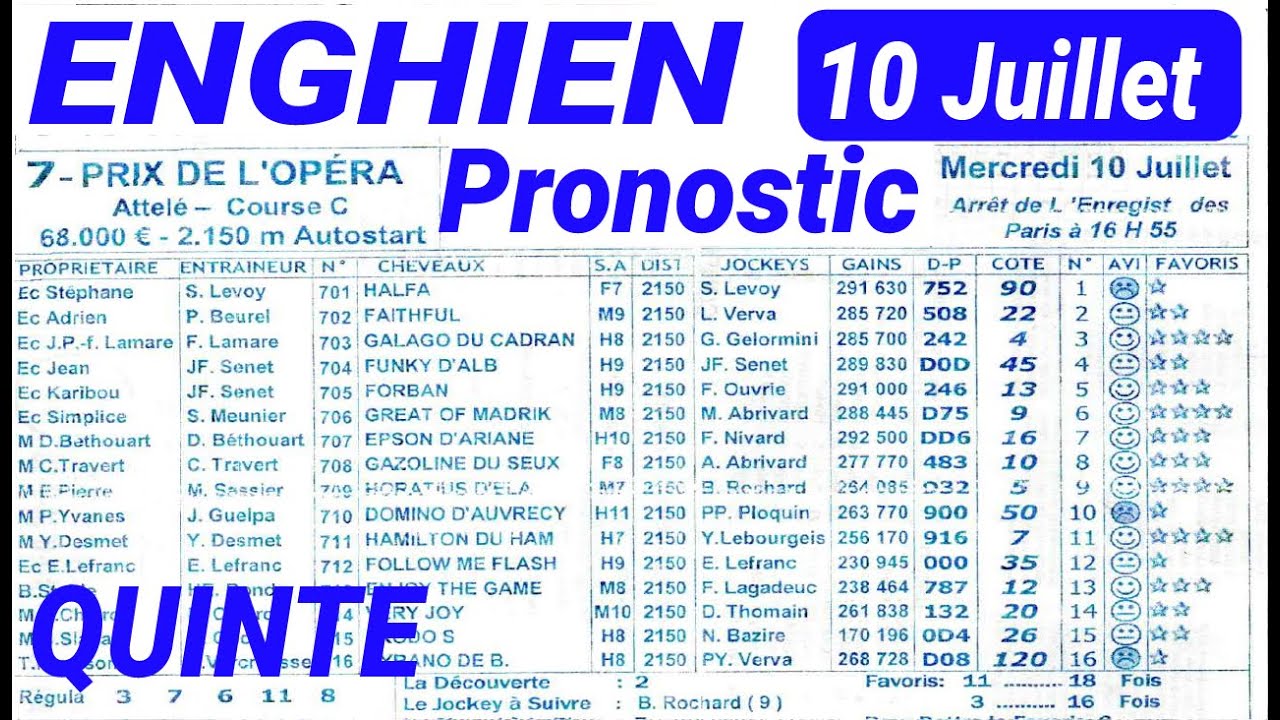 PRIX DE L'OPERA Programme 10 Juin Programme Quinté du demain ENGHIEN 1 ...