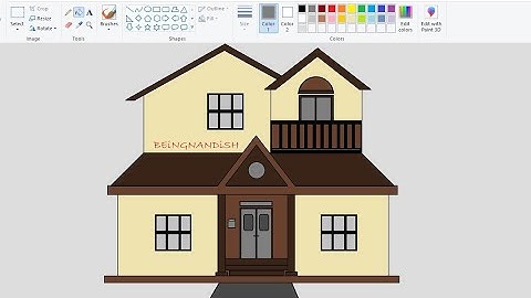 How to draw Bunglow House | Drawing Beautiful Home Step by step using Ms Paint | computer painting.
