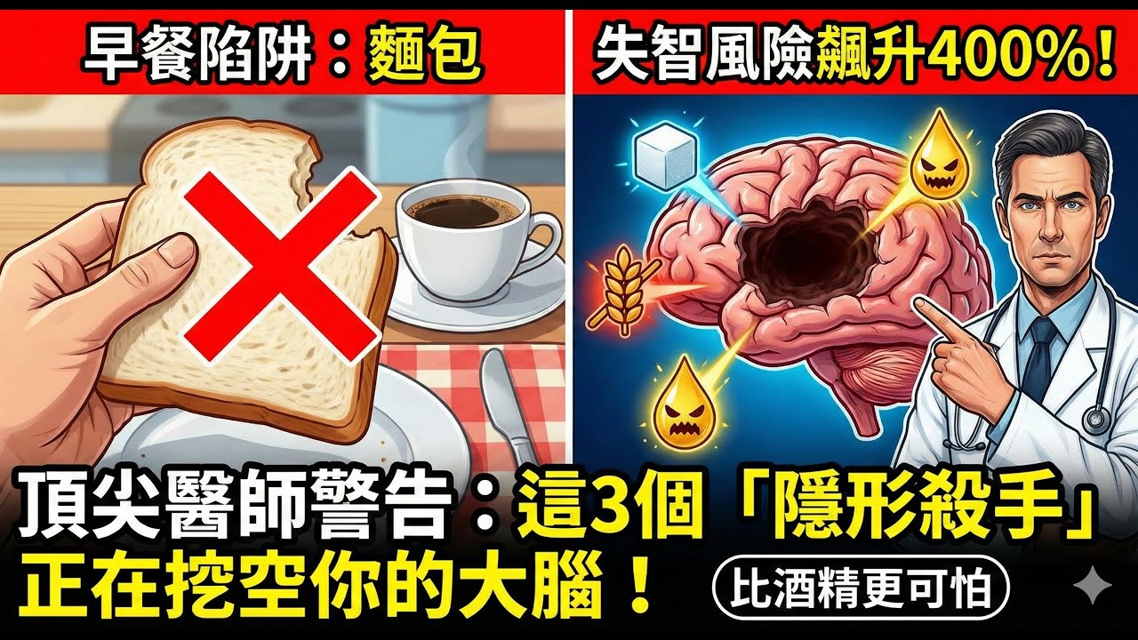 早餐吃麵包，失智風險飆升400%？頂尖醫師警告：這3個「隱形殺手」正在挖空你的大腦！比酒精更可怕