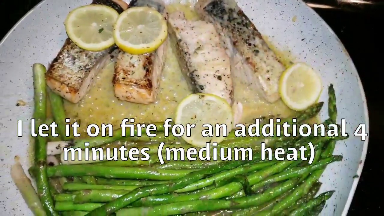 Pan Seared Salmon and Asparagus in White Wine-Lemon Butter Sauce