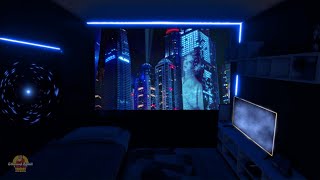 Spend the Night in a Relaxing Futuristic Apartment - Smoothed Brown Noise Ambience with City View