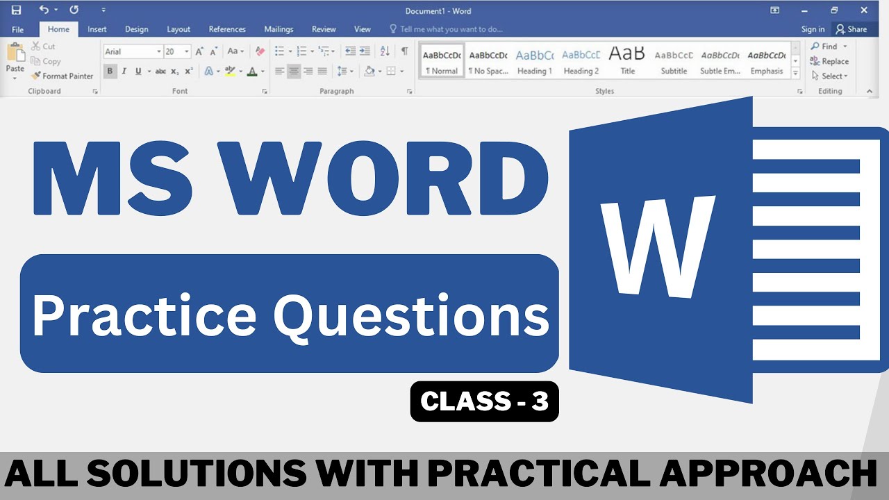 MS Word Practice Questions - Class 3 | Computer By Sahil Sir - YouTube