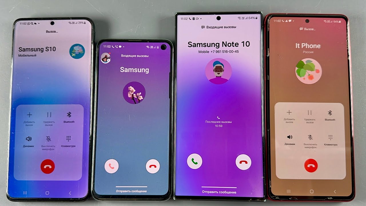 Incoming Call Samsung Galaxy S20 Plus + Samsung Galaxy S10e + Samsung Galaxy S24 Ultra + Note 10