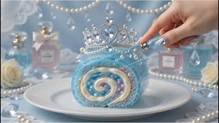 【ASMR  AI】💜3色🩵💚ティアラ姫の宝石クリスタルロールケーキ💎パリンと真ん中カット音フェチ癒しASMR#ASMR #クリスタルケーキ #宝石ケーキ #姫かわ #cuttingasmr