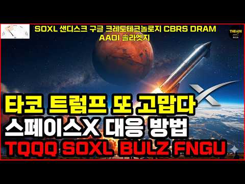 타코 트럼프 또 고맙다 스페이스X 대응 방법 TQQQ SOXL BULZ FNGU SOXL 샌디스크 구글 크레도테크놀로지 CBRS DRAM AAOI 솔라엣지