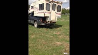 STUPID REDNECKS TRY AND UNLOAD CAMPER!!!