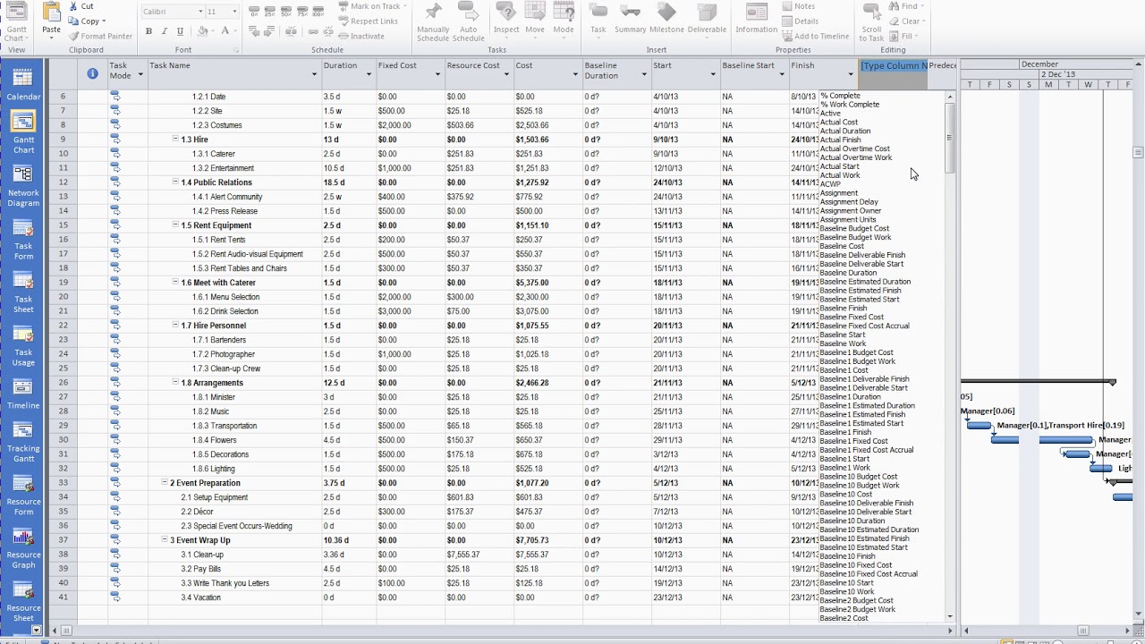Microsoft Project 2010 Video 36 Setting the Baseline - YouTube