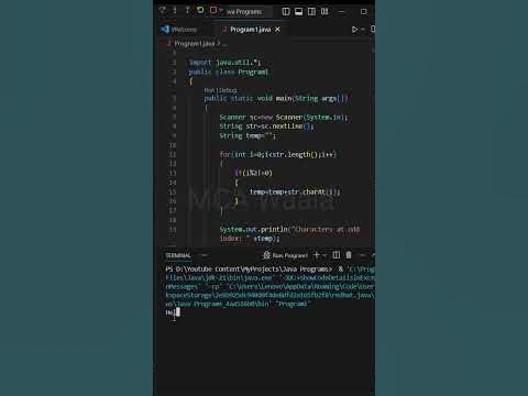Java Program: Find Characters at Odd Indices in a String #shorts #java ...