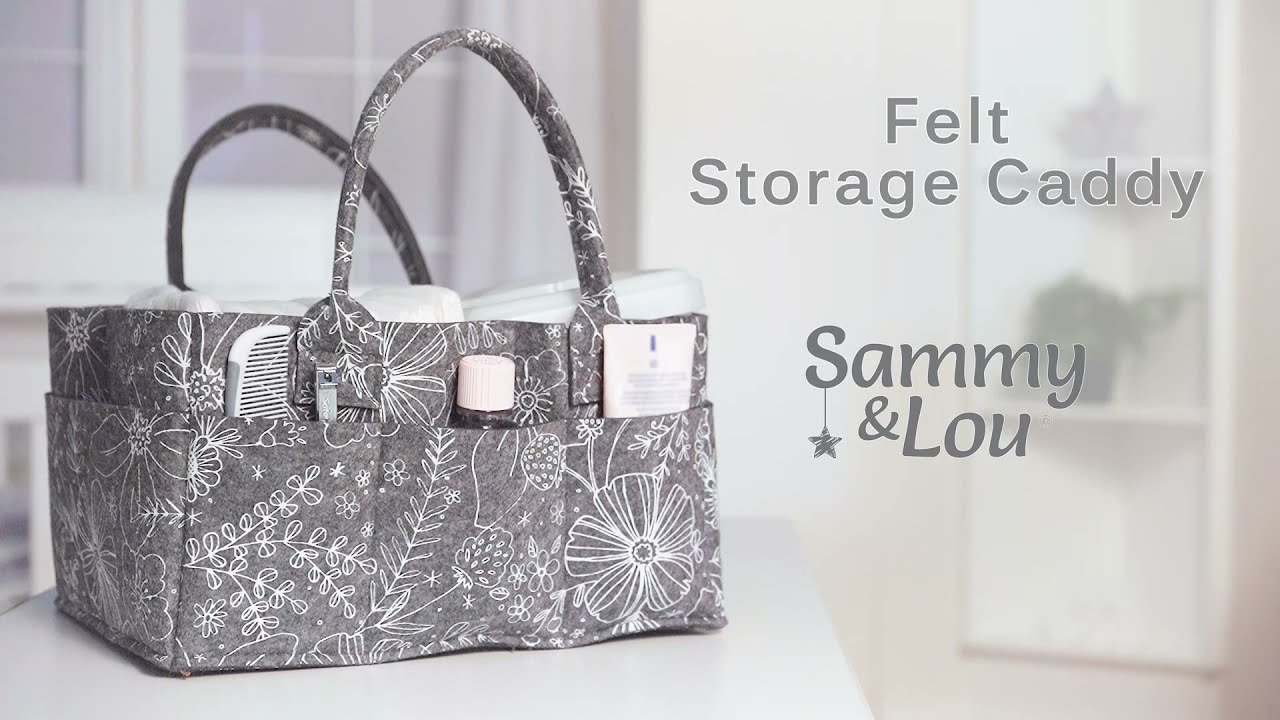 Gray Floral Printed Felt Storage Caddy by Sammy & Lou