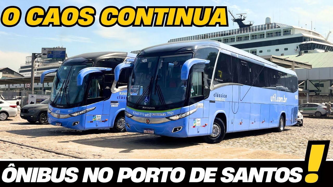 ÔNIBUS DE LUXO ENTRANDO E SAINDO NO CAOS DO PORTO DE SANTOS |  ÔNIBUS NO CONCAIS