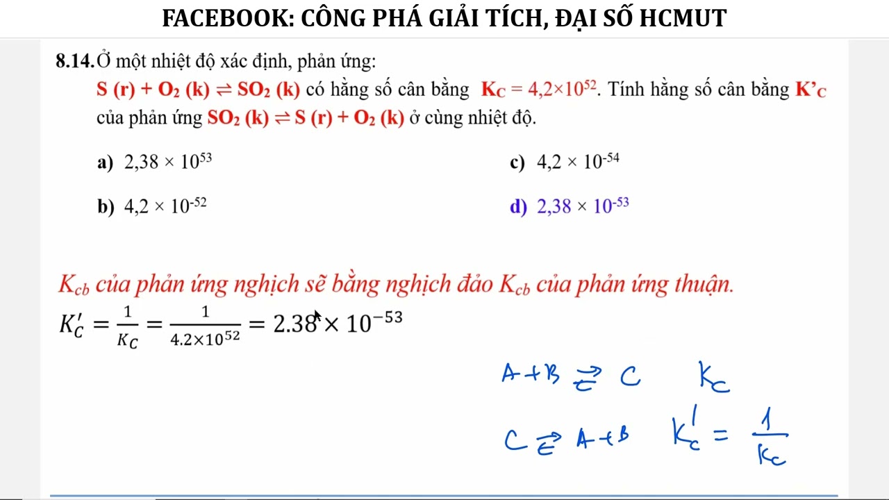 HÓA ĐẠI CƯƠNG - C5 - CÂN BẰNG HÓA HỌC - GIẢI BÀI TẬP 01