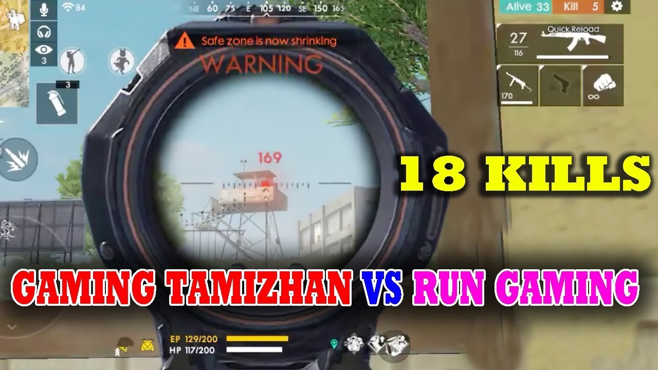 Free Fire Ranked Match Gameplay Gaming Tamizhan Vs Run Gaming 18 Kills Tricks Tamil