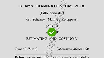 2018 Dcurst BARCH 5th Sem Estimating & Costing Question Paper