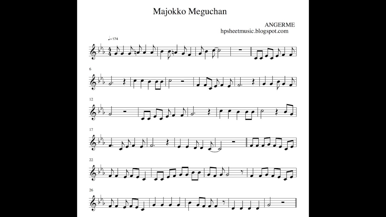 Sheet Music 楽譜 Angerme アンジュルム Majokko Meguchan 魔女っ子メグちゃん Youtube Sheet Music 楽譜 Angerme アンジュルム Majokko Meguchan 魔女っ子メグちゃん Youtube